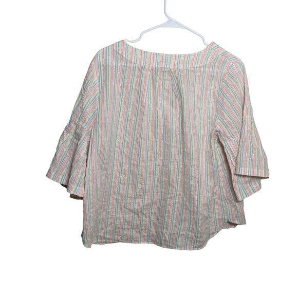 A New Day Blouse Women's XXL Metallic Striped Colorful Short Sleeve V-Neck Top - Picture 6 of 11